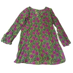 Floral green and pink long sleeves Blouse